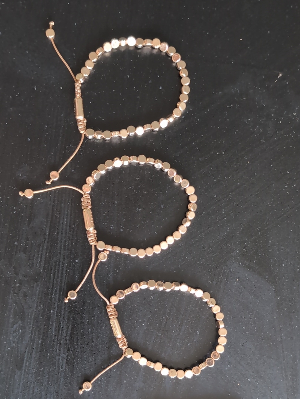Corso Maddalena Rose Gold Beaded Adjustable Bracelet-set of 3
